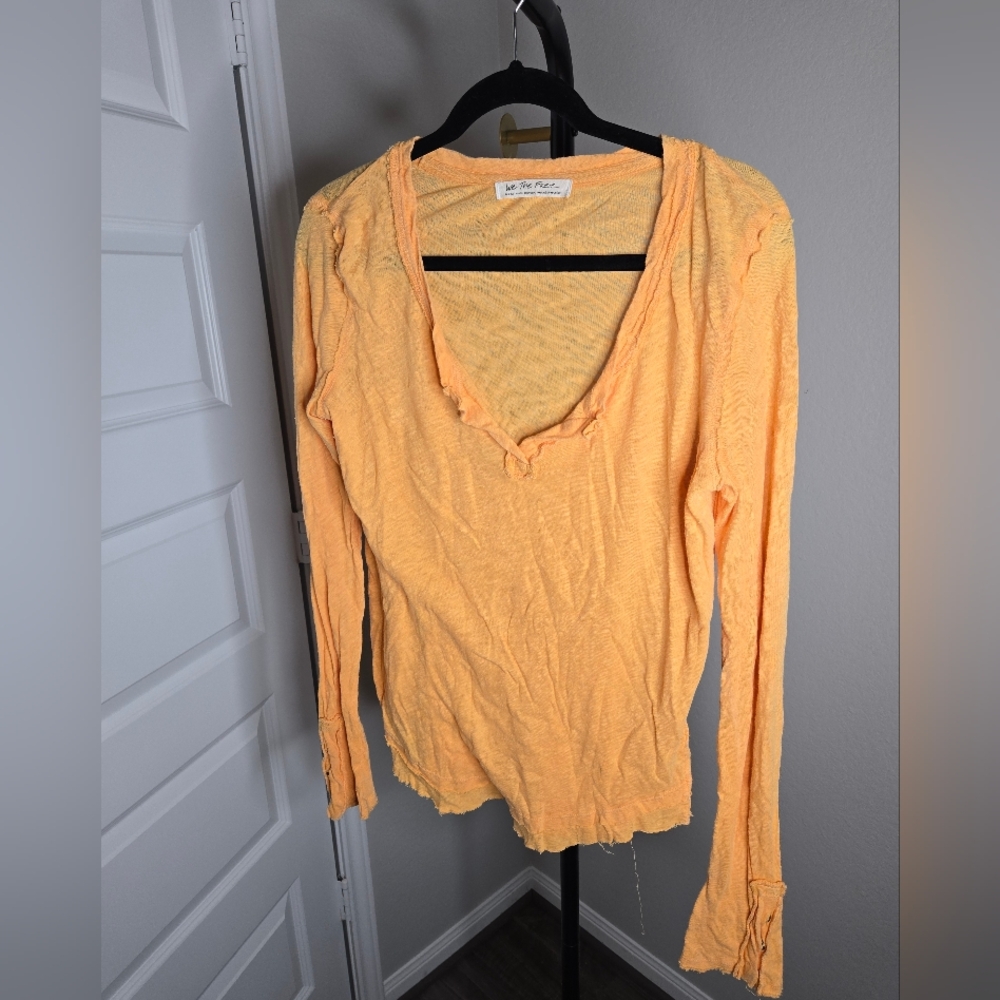 We The Free Light Orange Long Sleeve Top